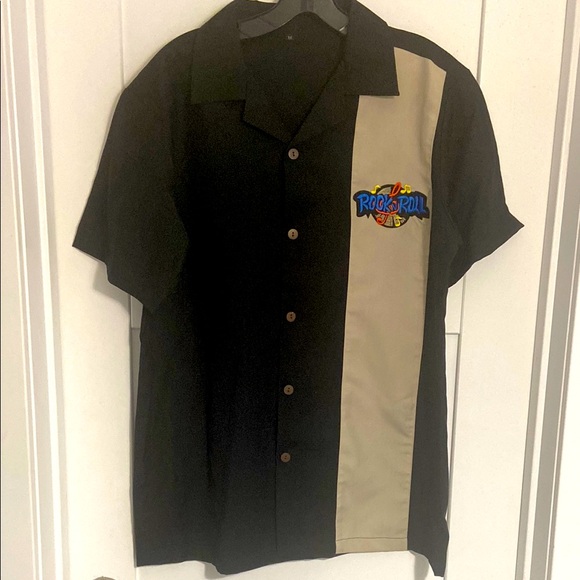 Other - NEW Men's Black and Tan Rockabilly Bowling Shirt SZ MED